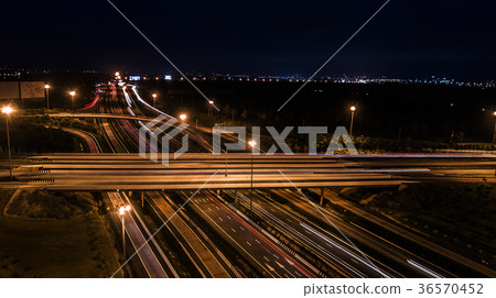 over Road city highway at night - Top vie 36570452