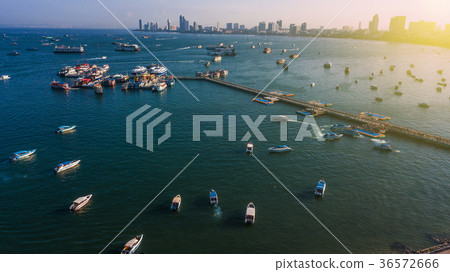 Aerial view of Tour port in Pattaya , Thailand Aerial view of Tour port in Pattaya , Thailand 36572666
