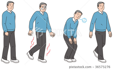 Middle-aged man with pain in his legs while walking 36573276