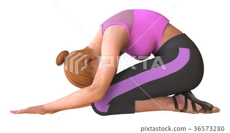 Beautiful girl doing yoga isolated on white 3d 36573280