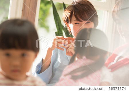 Mom friends relaxing in the living room Mom friends relaxing in the living room 36575574