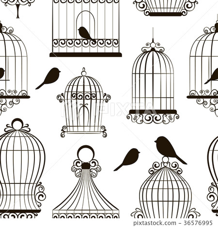 Vintage bird cages pattern 36576995