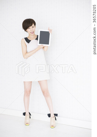 Woman young woman lifestyle tablet cute Woman young woman lifestyle tablet cute 36578205
