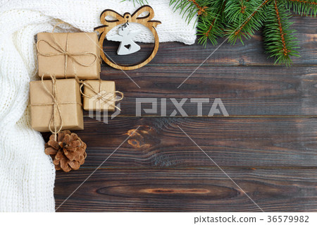 Christmas decoration, gift boxes and angel figure Christmas decoration, gift boxes and angel figure 36579982