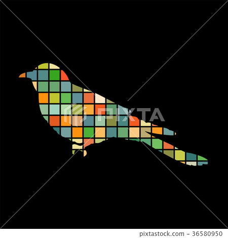 Cuckoo bird mosaic color silhouette animal 36580950