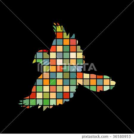 Jay bird mosaic color silhouette animal background 36580953