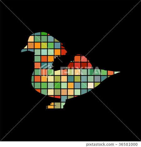 Mandarin bird mosaic color silhouette animal Mandarin bird mosaic color silhouette animal 36581000
