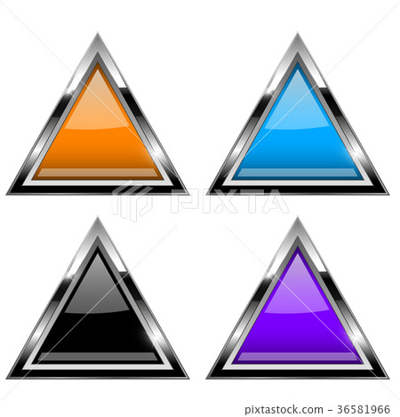 Colored triangles with chrome frame. Collection of 36581966