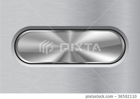 Metal button. Oval brushed chrome 3d icon. On - Stock Illustration ...