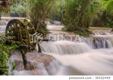 Flash flood in Waterfall at Tat Kuang Si ,Laos 36582449