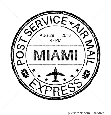 MIAMI black round postmark for envelope MIAMI black round postmark for envelope 36582496
