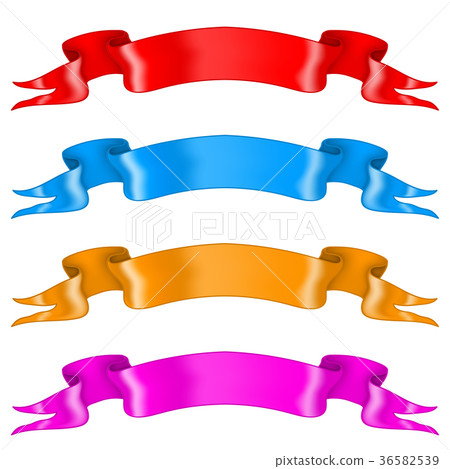Ribbon banners. Shiny silk scrolls - Stock Illustration [36582539] - PIXTA