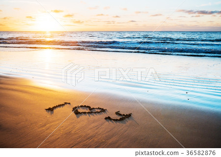 I love you on sand beach I love you on sand beach 36582876