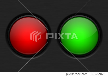 Red and green buttons on black background Red and green buttons on black background 36582878