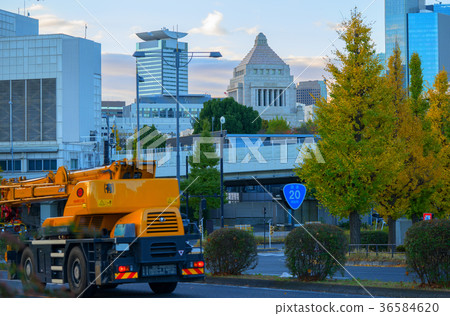 Parliament house and crane car Parliament house and crane car 36584620
