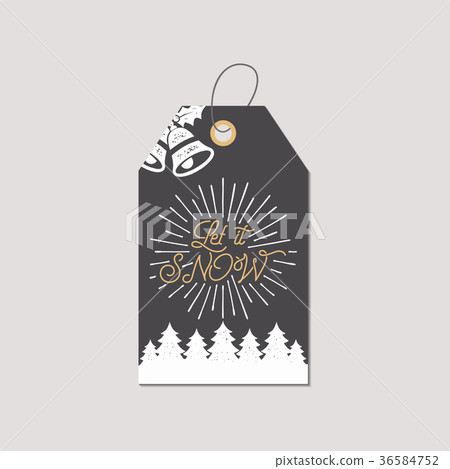 Merry Christmas and New Year gift tag. Holiday Merry Christmas and New Year gift tag. Holiday 36584752