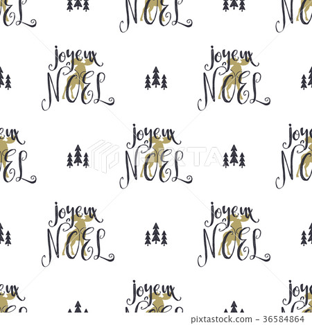 Hand drawn seamless pattern with Christmas type 36584864