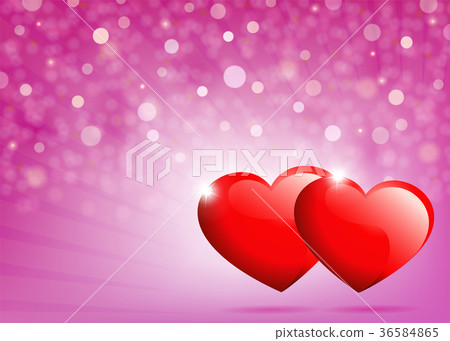 pink background with two red hearts 36584865