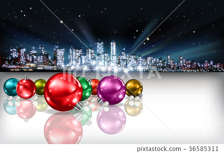 Abstract Christmas greeting silhouette of city Abstract Christmas greeting silhouette of city 36585311
