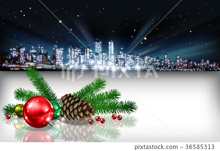 Abstract Christmas greeting silhouette of city Abstract Christmas greeting silhouette of city 36585313