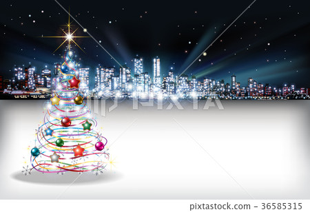 Abstract Christmas greeting silhouette of city Abstract Christmas greeting silhouette of city 36585315