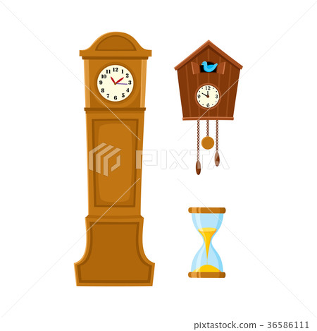 vector flat clock types icon set isolated 36586111