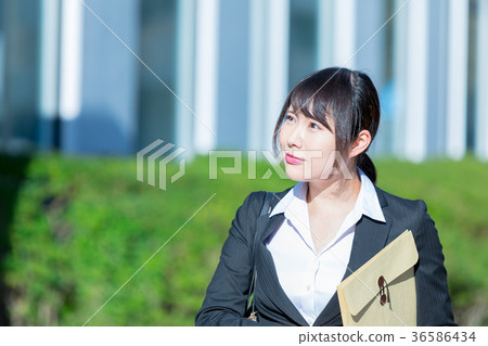在衣服的成年女性OL辦公室夫人西裝畫像在衣服的綠色背景 在衣服的成年女性OL辦公室夫人西裝畫像在衣服的綠色背景 36586434