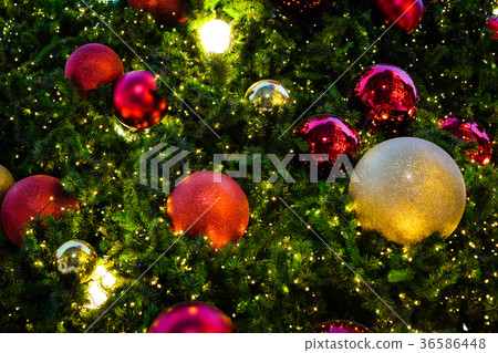 Colorful christmas tree with red & golden bell. Colorful christmas tree with red & golden bell. 36586448