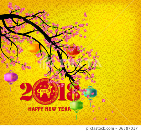 Happy new year 2018, chinese new year of the dog Happy new year 2018, chinese new year of the dog 36587017