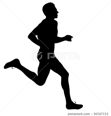 Black Silhouettes Runners sprint men on white 36587153