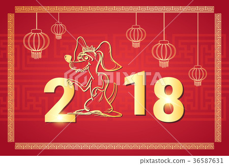 Chinese New Year Greeting Card With Traditional Chinese New Year Greeting Card With Traditional 36587631