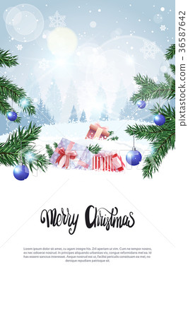 Merry Christmas Calligraphy Text Over Winter Merry Christmas Calligraphy Text Over Winter 36587642