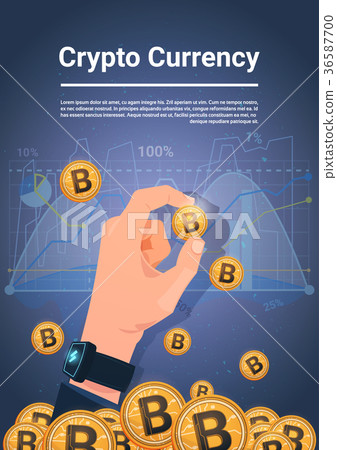 Hand Hold Golden Bitcoin Over Charts And Graphs Hand Hold Golden Bitcoin Over Charts And Graphs 36587700