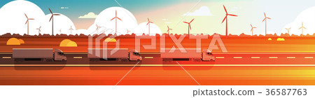 Big Semi Truck Trailers Driving Road Over Nature 36587763