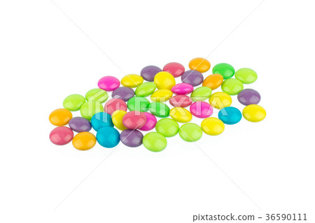colorful chocolate coated candy isolated on white 36590111