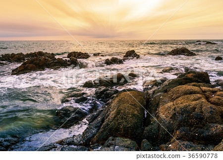 Sea sunset or sunrise in twilight colorful sky Sea sunset or sunrise in twilight colorful sky 36590778
