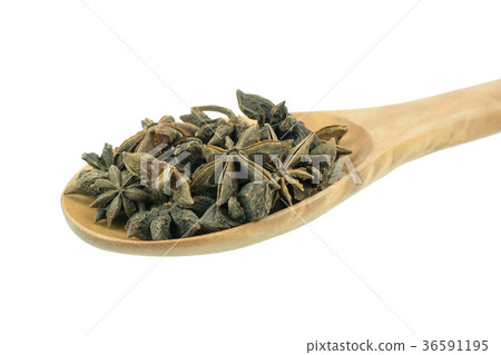 Star anise spice fruits and seeds isolated  36591195