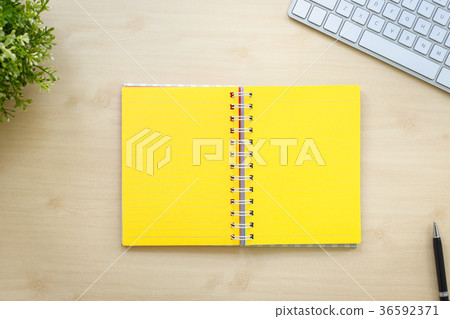 Blank yellow pages open book minimal style. 36592371