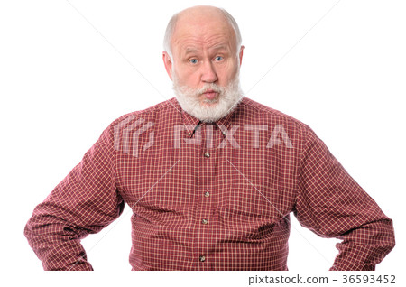 Surprised senior man isolated on white 36593452