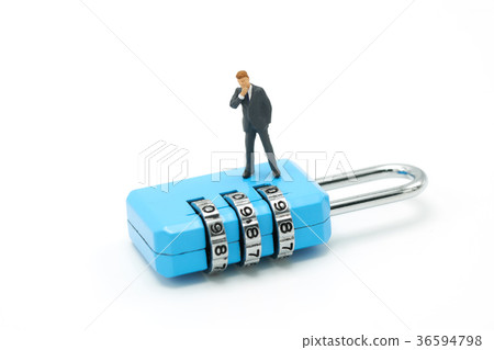 Miniature people businessmen analyze password Miniature people businessmen analyze password 36594798