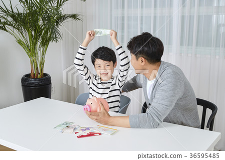 Young father's good teacher for son - playing guitar, reading storybook, etc. 287 Young father's good teacher for son - playing guitar, reading storybook, etc. 287 36595485