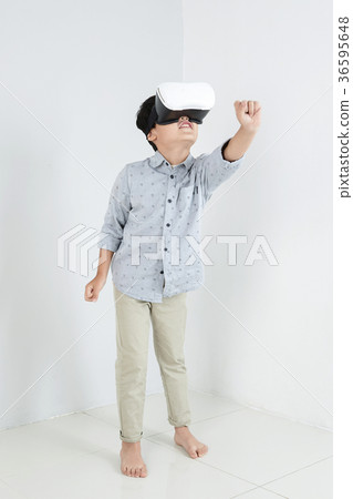 Young father and son playing with a VR game. 315 Young father and son playing with a VR game. 315 36595648