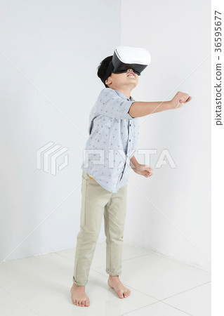 Young father and son playing with a VR game. 318 Young father and son playing with a VR game. 318 36595677