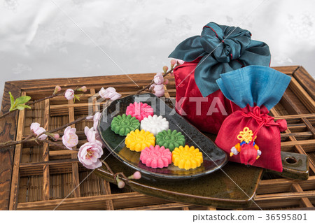 Isolated shot in studio - the Korean traditional colorful refreshments. 024 Isolated shot in studio - the Korean traditional colorful refreshments. 024 36595801