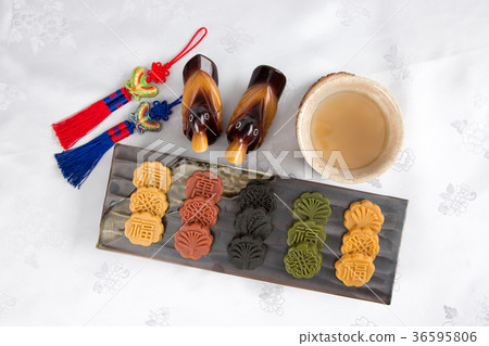 Isolated shot in studio - the Korean traditional colorful refreshments. 021 Isolated shot in studio - the Korean traditional colorful refreshments. 021 36595806