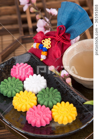 Isolated shot in studio - the Korean traditional colorful refreshments. 042 Isolated shot in studio - the Korean traditional colorful refreshments. 042 36595808