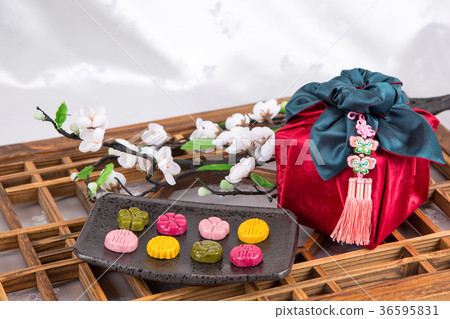Isolated shot in studio - the Korean traditional colorful refreshments. 060 Isolated shot in studio - the Korean traditional colorful refreshments. 060 36595831
