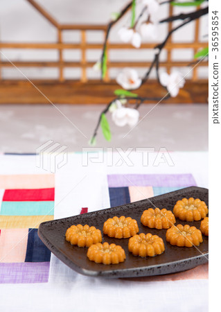 Isolated shot in studio - the Korean traditional colorful refreshments. 076 Isolated shot in studio - the Korean traditional colorful refreshments. 076 36595854