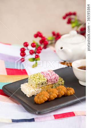 Isolated shot in studio - the Korean traditional colorful refreshments. 081 Isolated shot in studio - the Korean traditional colorful refreshments. 081 36595864