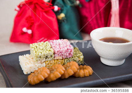 Isolated shot in studio - the Korean traditional colorful refreshments. 090 Isolated shot in studio - the Korean traditional colorful refreshments. 090 36595886